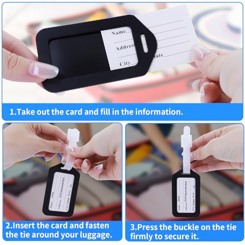 AskBed 6 Pack Luggage Tags, Cruise Bag Tags with ID Info Card for Suitcases, Bag and Baggage, Travel Essentials
