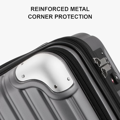 LEVEL8 Grace Carry on Luggage, 20 Inch Expandable Hard Shell Suitcase with Wheels, Abs+Pc Harshell Spinner Luggages with Tsa Lock, Travel Bag for Women Men, Grey