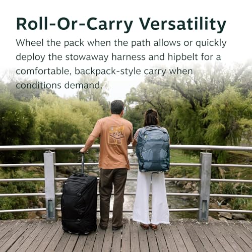 Osprey Farpoint Fairview 36L Wheeled Travel Pack - Carry On Luggage with Wheels - Rolling Backpack Travel Bag, Cascade/Torrent Blue | Osprey Backpacks