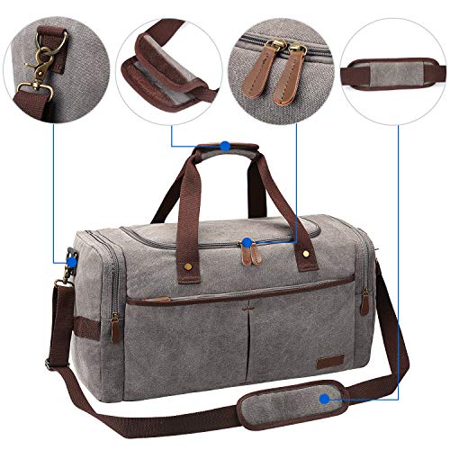 S-ZONE Canvas Duffel Bag for Travel 45L Weekender Overnight Travel Bags with Shoes Compartment for Men