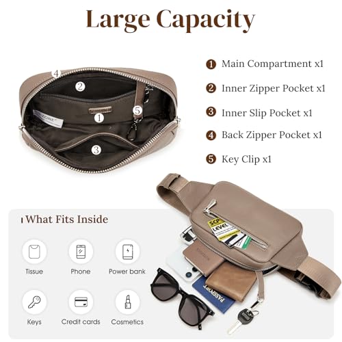 S-ZONE Leather Fanny Pack for Women RFID Blocking Waist Belt Bag Crossbody Purse