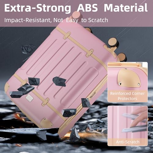 LARVENDER Luggage Sets 3 Piece Expandable Carry on Luggage 22x14x9 Airline Approved Hardshell Suitcase with Wheels TSA Lock, Lightweight Suitcase Set for Women with Travel Backpack, Light Pink