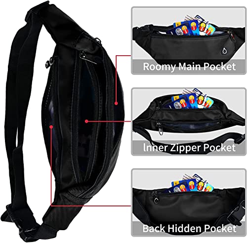Fanny Packs for Men and Women, Waterproof Sports Waist Pack Bag for Travel Hiking Running Hands-free Wallets, Easy Carry Any Phone