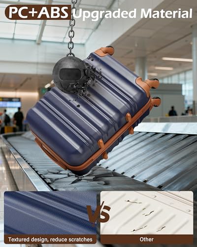 LONG VACATION Carry On Luggage Sets 3 Piece 20 Inch Suitcase Set, ABS+PC Hardshell Lightweight Travel Luggage with Spinner Wheels & YKK Zipper TSA Lock (NAVY, 20 Inch)