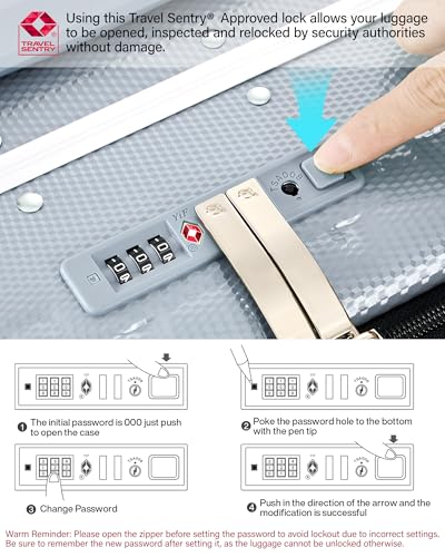 Hanke 26 Inch Large Checked Luggage PC Hard Shell Luggage Top Opening Travel Luggage Suitcases with Wheels for Woman Men.(Grey)
