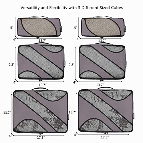 BAGAIL 6 Set Packing Cubes,Travel Luggage Packing Organizers(6Set Dark Grey)