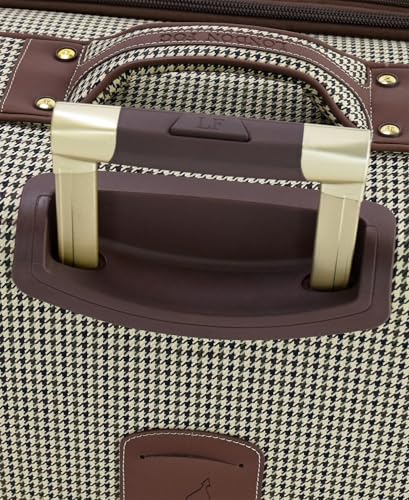 London Fog Cambridge 25" Expandable Spinner Softside Suitcase, Olive Houndstooth