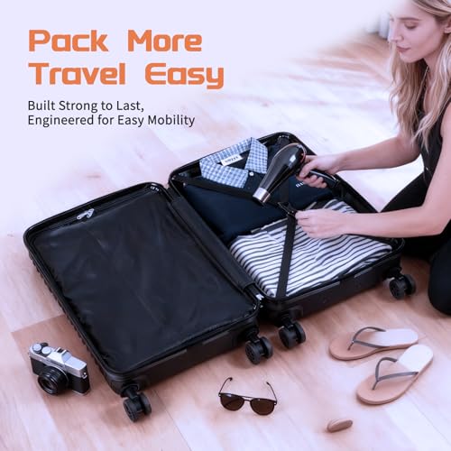 Rosamo Luggage Sets 3 Piece, ABS Suitcase Set (20/24/28), Hardside luggage with Spinner Wheels, Travel Luggage, 14x8x9 Airline Approved Carry on, Lightweight Luggage with High-Security Lock