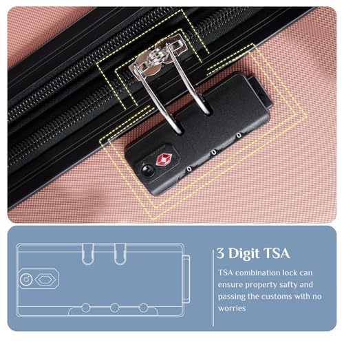 OLIXIS 28 Inch Luggage, Hardside Checked Suitcase with Spinner Wheels, Lightweight ABS Hard Shell Travel Luggage, TSA Approved Lock, Expandable Large Suitcase for Business & Travel–Pink