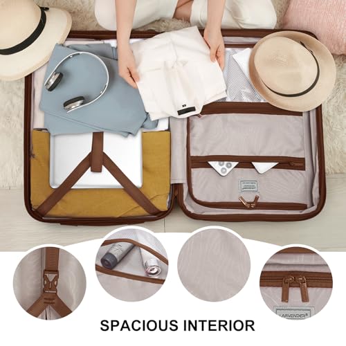 LARVENDER Luggage Sets 3 Piece, Expandable Hardside PP Carry On Luggage Suitcase with 360° Spinner Wheels TSA Lock Suitcase Set for Women Men, Maple