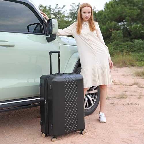 Badgley Mischka Diana Expandable Chic 3-Piece Luggage Set with Spinner Wheels - Black