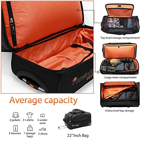 Pathfinder Gear 22 Inch Rolling Drop Bottom Duffel, Black, One Size