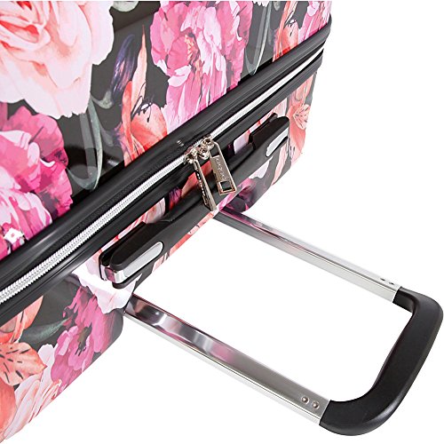 bebe Women's Luggage Hardside Check in Spinner Marie 29" Trolley Bag, Black Floral Print
