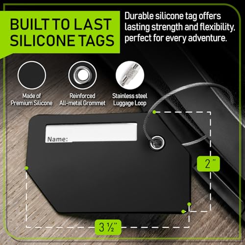 Untethered 4-Pack Luggage Tag Set | Durable Luggage Tags for Suitcases & Travel Bags | Bag Tag & Name ID Identifiers | Suitcase Tags for Easy Luggage Identification