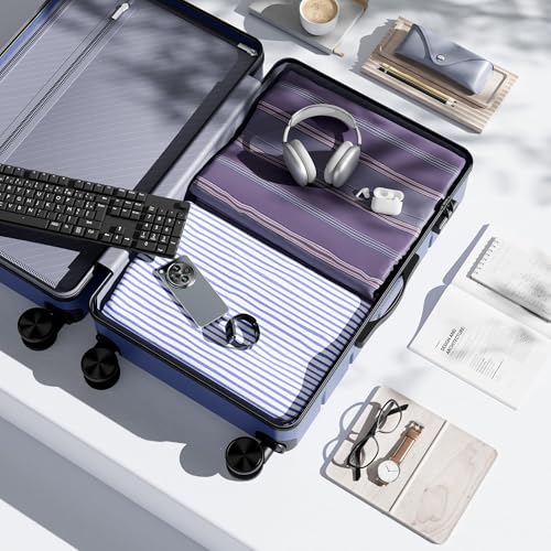 OLIXIS 24 Inch Luggage, Hardside Suitcase with Spinner Wheels, Lightweight ABS Hard Shell Checked Luggage, TSA Approved Lock, Expandable Medium Suitcase for Travel & Business–Blue