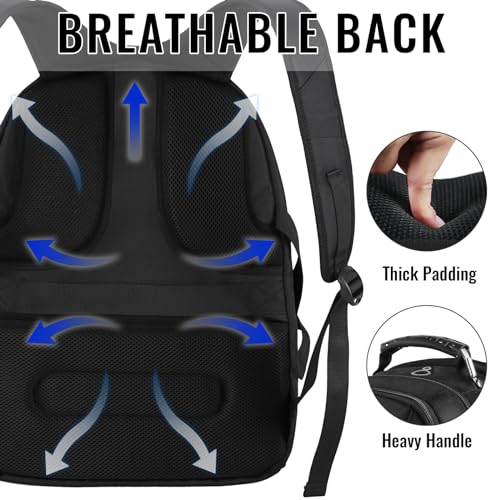 YOREPEK Large Backpack for Men, Extra Large Laptop Backpacks for Men Women, Water Resistant Travel Backpack Airline Approved Business Work Bag Fits 18.4 Inch Computer, Black