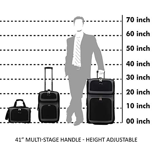 U.S. Traveler New Yorker Lightweight Expandable Rolling Luggage, Black, 3-Piece Set
