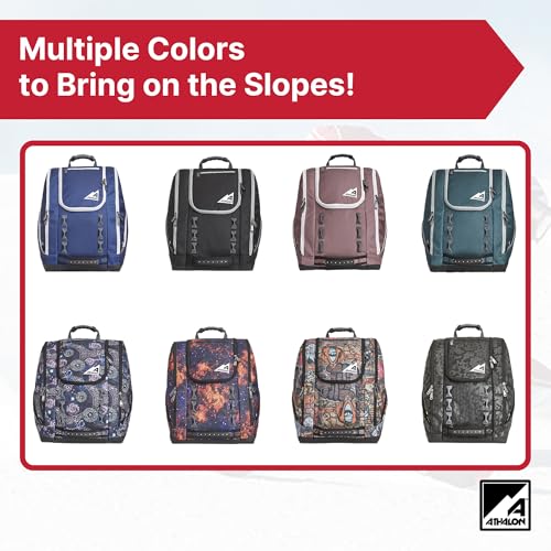 Athalon Everything Ski Boot Bag – Gear Pack with Ventilated Boot Compartments, Waterproof Bottom, Hideaway Helmet Sling, 58.5 Liter Capacity
