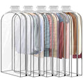 5 Pack 60" All Clear Garment Bags for Hanging Clothes Storage, 10" Gusseted Large Capacity Garment Rack Cover, Large Hanging Clothing Bag for Dress Gowns, Coats, Suit, Down Jacket