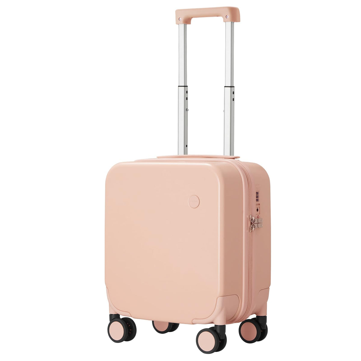 mixi 14 Inch Underseat Luggage Carry on Suitcase Free Boarding Personal Item Suitcases with Spinner Wheels Hardshell Lightweight PC for Short Travel, Pink