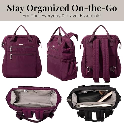Baggallini City Scape Backpack - 15"x11" Lightweight Work Travel Bag w/Luggage Sleeve & RFID