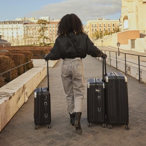 LEVEL8 Grace Luggage Sets Hardshell Suitcase with Wheels, Sturdy Large Suitcase Tsa Lock 20 Inch Expandable Carry on 24 Inch 28 Inch Checked Luggage, 3-Piece Set (20/24/28), Blue
