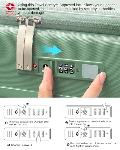 Hanke 20 Inch Expandable Carry On Luggage with Cup Holder 22x14x9 Airline Approved, Top Opening Hard Shell Suitcases with Wheels, Carry-On Travel Suitcase Trunk Luggage with Lock, Forest Green