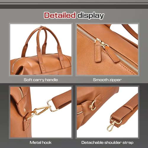 Joyway Hardshell Carry on Luggage with Leather Handbag and Front Pocket, Lightweight Hardside 20 Inch Suitcase with Spinner Wheels and TSA Lock