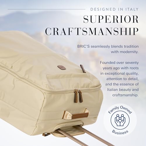 Bric's X-Bag Large Spinner with Frame, Water-Resistant 360° Wheeled Checked Luggage with Ergonomic Handle and Organized Interior – 27 Inch, Sahara