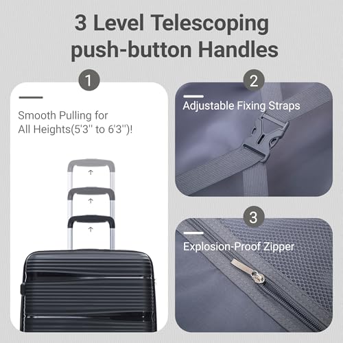 Rosamo 4 Piece PP Hardside Expandable Luggage Set - Lightweight 29/25/21/16 Inch Spinner Suitcase with TSA Lock & Telescoping Handle, Durable Travel Luggage