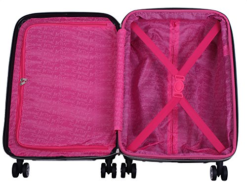 Betsey Johnson 26 Inch Checked Luggage Collection - Expandable Scratch Resistant (ABS + PC) Hardside Suitcase - Designer Lightweight Bag with 8-Rolling Spinner Wheels (Paris Love)