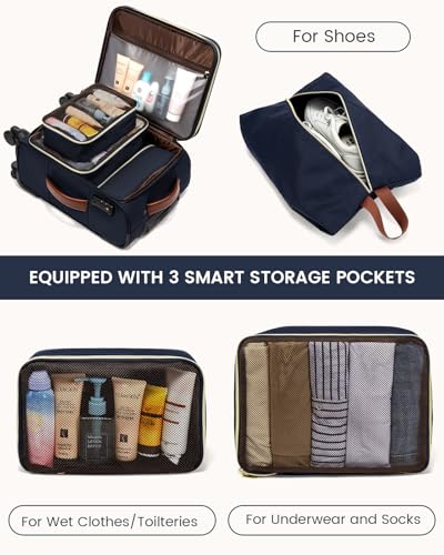 LOVEVOOK 4 Pcs Carry On Luggage 22x14x9 Airline Approved, 20 Inch Carry On Suitcases with Wheels, Softside Rolling Suitcase for Women Men, with TSA Lock Weekender Travel Luggage