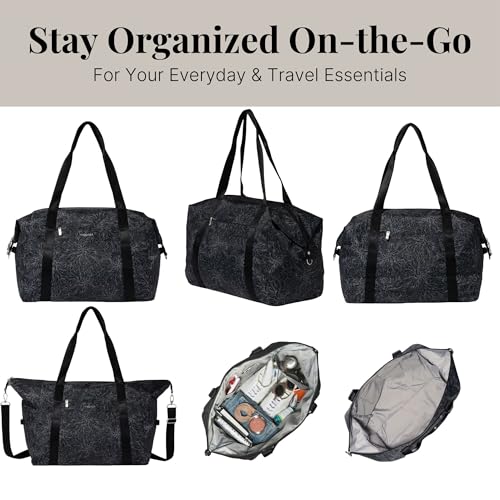 Baggallini Womens All Day Large Duffel, Midnight Blossom Print