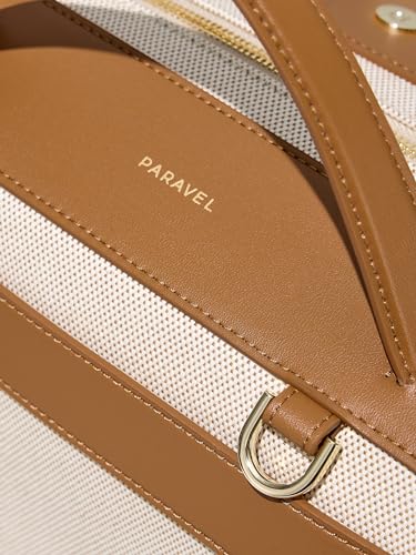 Paravel Weekender Bag | Made with Recycled Canvas Material & Vegan Leather | Premium Weekend Getaway Bag with Trolley Sleeve | Scout Tan