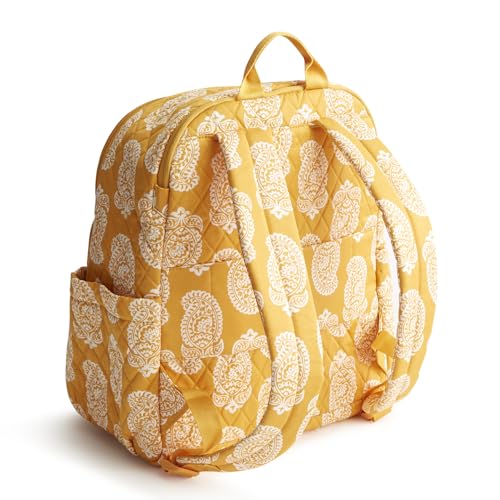 Vera Bradley Women's Bancroft Backpack - Premium Cotton, Iconic Paisley Sunflower, One Size