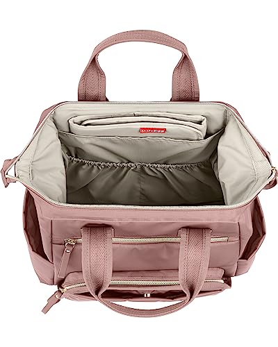 Skip Hop Diaper Bag Backpack: Mainframe Large Capacity Wide Open Structure with Changing Pad & Stroller Attachement, Dusty Rose