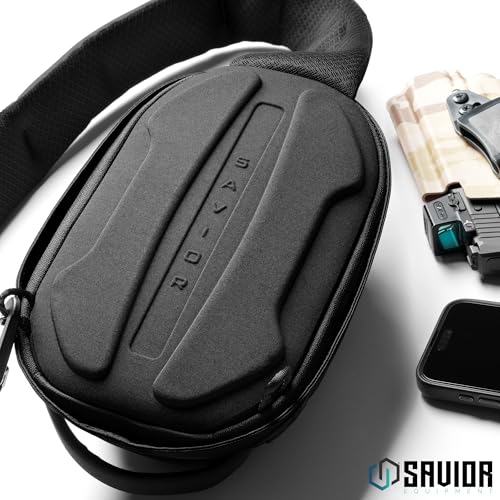 Savior Equipment Obscura Sling Bag Tactical EDC Crossbody Case Pistol Bag, Low-Profile Design Holster Compatible Single Pistol Soft Case with Rapid Access Admin Pocket (Blackout, Medium (5L))