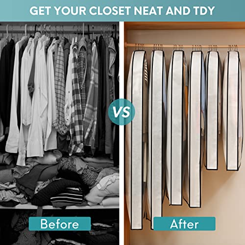 Perber 40" Clear Garment Bags for Hanging Clothes, 4" Gusseted Suit Bags for Closet Storage, Hanging Clothes Storage Suit Cover Bags with Zipper for Coats, Jackets, Shirts, 4 Packs