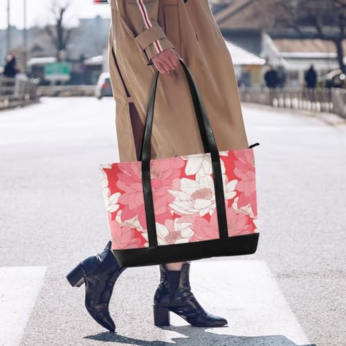 Peach Water Lily Flower Bloom professional women's briefcase with zipper work purses for university with university bolsas para computadoras de mujer