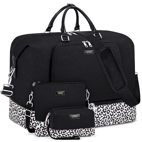 Travel Weekender Bag for Women, 21" Overnight Bag with Shoe Compartment 50L Large Travel Duffel Bag Carry On Tote for Weekend, Overnight, Business Trips, Water Resistant