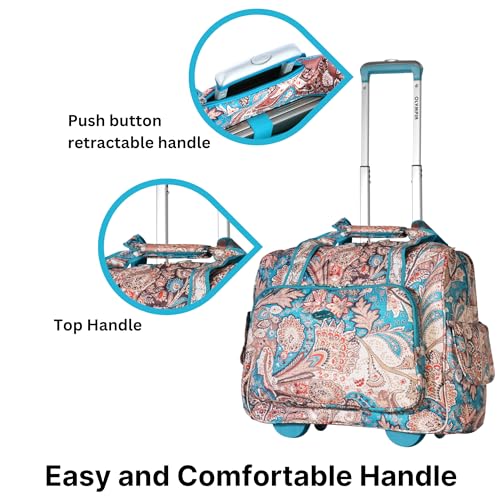 Olympia U.S.A. Deluxe Lightweight Rolling Overnighter Case Overnight Laptop Bag Weekender Travel Carry-On Suitcase Luggage with Wheels and Adjustable Push-Down Handle