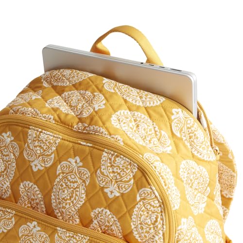 Vera Bradley Women's Bancroft Backpack - Premium Cotton, Iconic Paisley Sunflower, One Size
