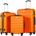 Coolife Luggage 3 Piece Set, Lightweight Durable Hardshell Suitcase set with 360° Spinner Wheels, TSA-approved Lock, Checked Family Travel Luggage sets, 20/24/28 Inch, Orange