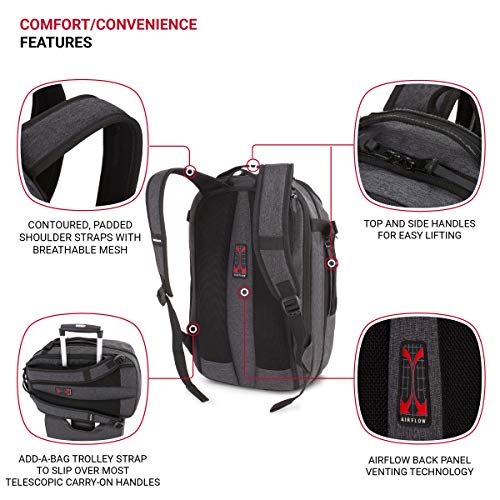 SwissGear Hybrid Travel Laptop Backpack, Heather Grey, 18-Inch