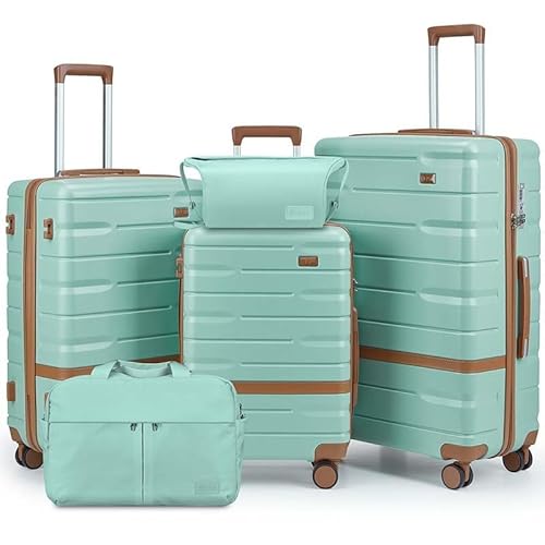 NEISIA Luggage Sets 3 Piece with TSA Lock Hardside PC+ABS Carry On Suitcase with YKK Zippers Lightweight Rolling Travel Luggage Sets with Spinner Wheels (Green) Fathers Day Gift for Dad Men Husband