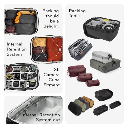 Peak Design Roller Pro Carry-On, Black, Expandable Small Suitcase with Wheels, Carbon Fiber Handle, Drawbridge Opening, Hybrid Soft/Hard Shell, Custom Hardware, Fits XL Camera Cube or Packing Cubes
