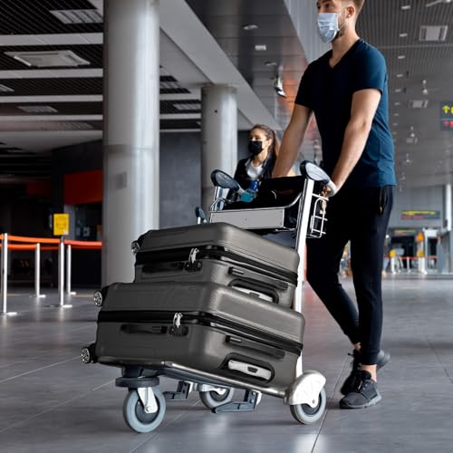 Karl home Luggage Sets 3 Piece, ABS Hardside Suitcase Set with Double Spinner Wheels & TSA Lock for Travel Business, 3-Piece Set (20/24/28), Dark Gray