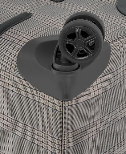 London Fog Brentwood IV 20" Expandable Spinner Carry-On Softside Suitcase, Rose Charcoal