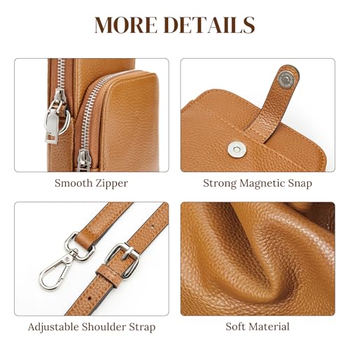 S-ZONE Small Crossbody Bags for Women Travel, Genuine Leather Wallet Phone Purse with RFID Blocking
