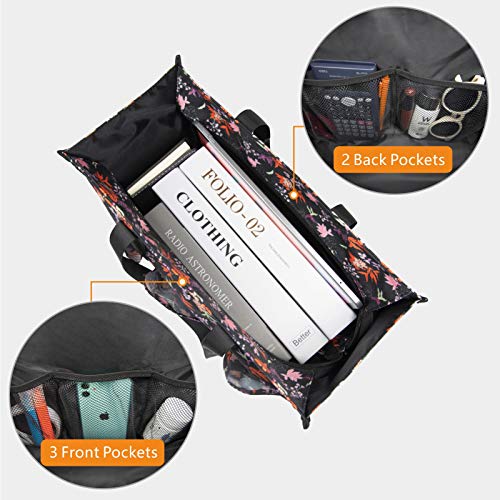 TOPDesign Utility Water Resistant Tote Bag with 13 Exterior & Interior Pockets, Top Zipper Closure & Thick Bottom Support, for Working Women, Teachers, Nurses, Accountants (Small Floral)
